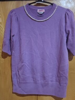 kate spade lavender crewneck sweater with pearl neckline